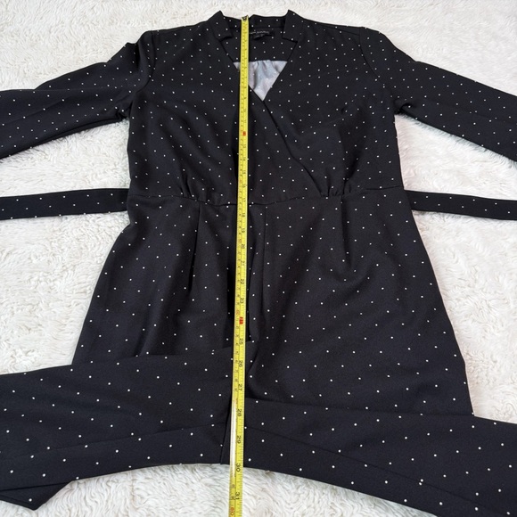 Banana Republic Woman Black Polka Dot Wrap Jumpsuit US2 Classic Party Cocktail - Picture 8 of 11